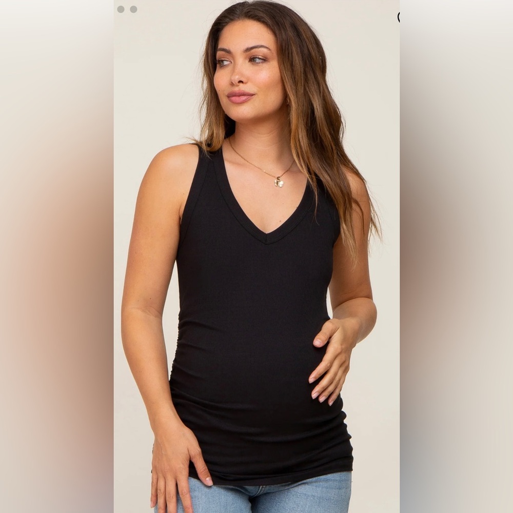 Pinkblush maternity sleeveless v-neck tank top, stretch, xl.